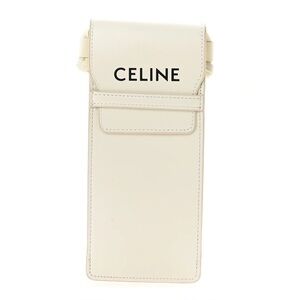 Celine Calfskin White Phone and Sunglasses Holder Pouch Case with Strap